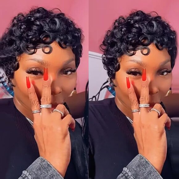 Pixie Cut Wigs for Black Women Pixie Cut Wig Human Hair Short Layered Wigs Full